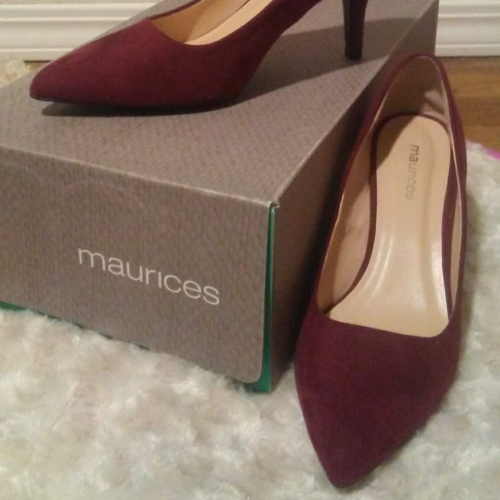 Maurice's maroon suede pointed pumps
